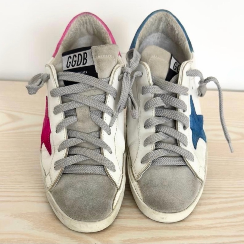 Golden Goose Women’s Superstar Limited Edition Mismatched Sneakers Blue Pink 7 - Picture 9 of 15